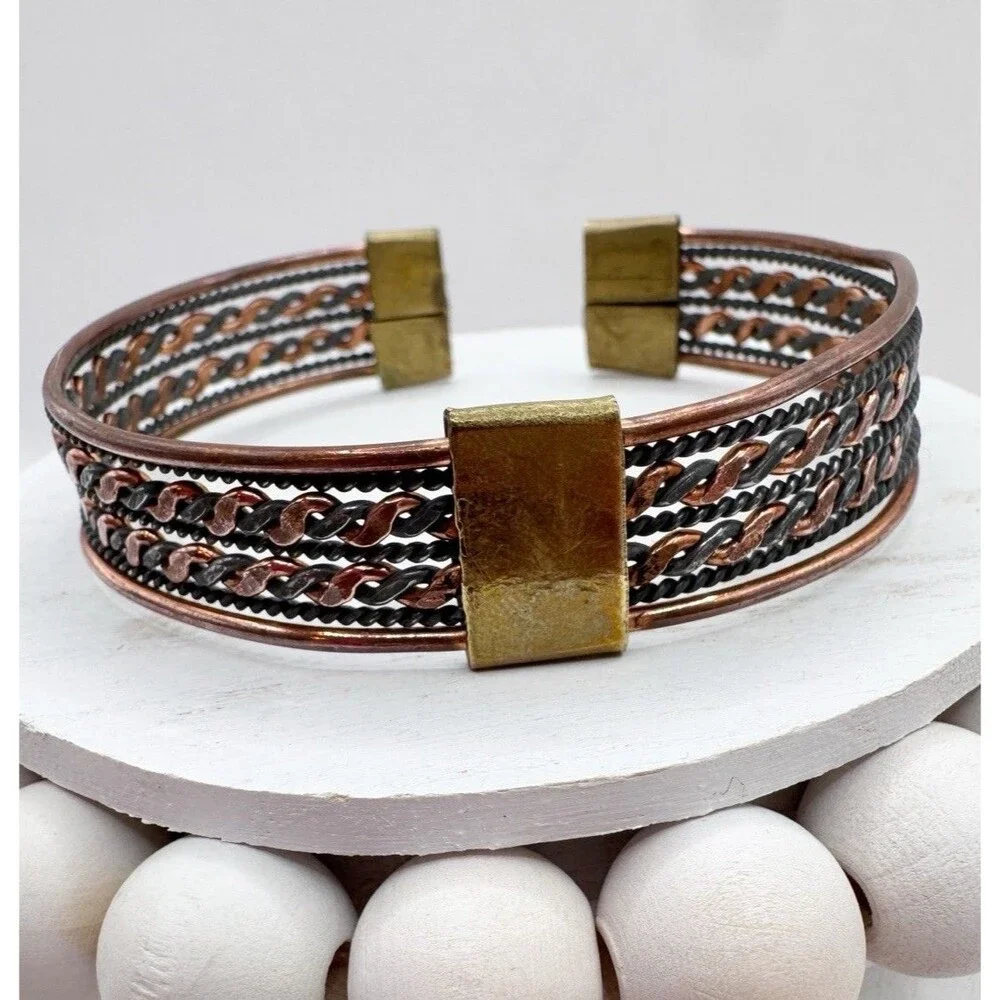Vintage Mixed Metal Twisted Cuff Bracelet